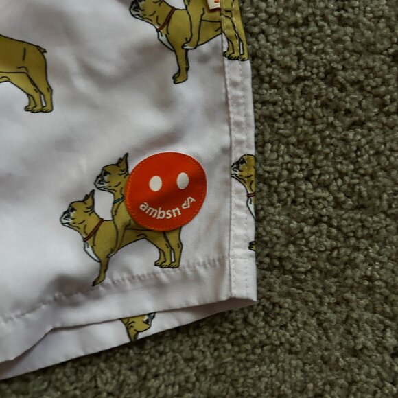 AMBSN Light Pink Bulldog Print Drawstring Shorts Size Small - Picture 5 of 9